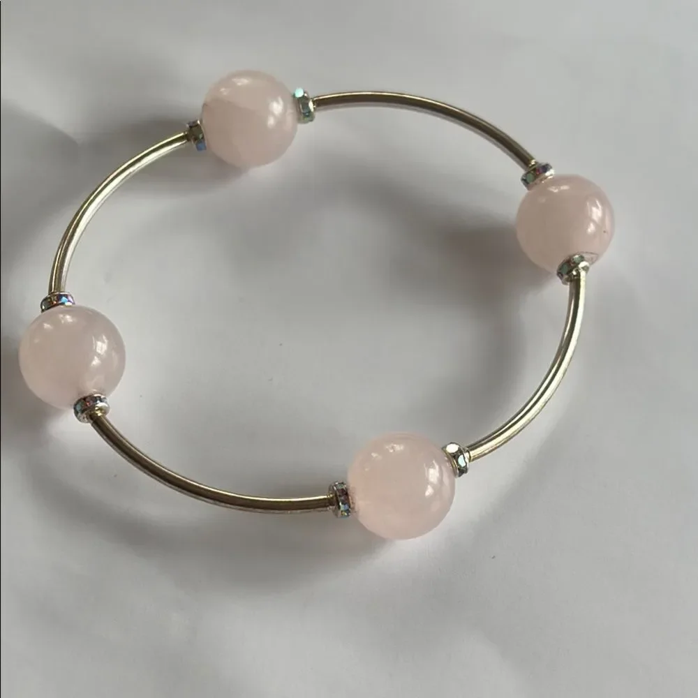 Elegant Pink Glass Bead Stretch Bracelet